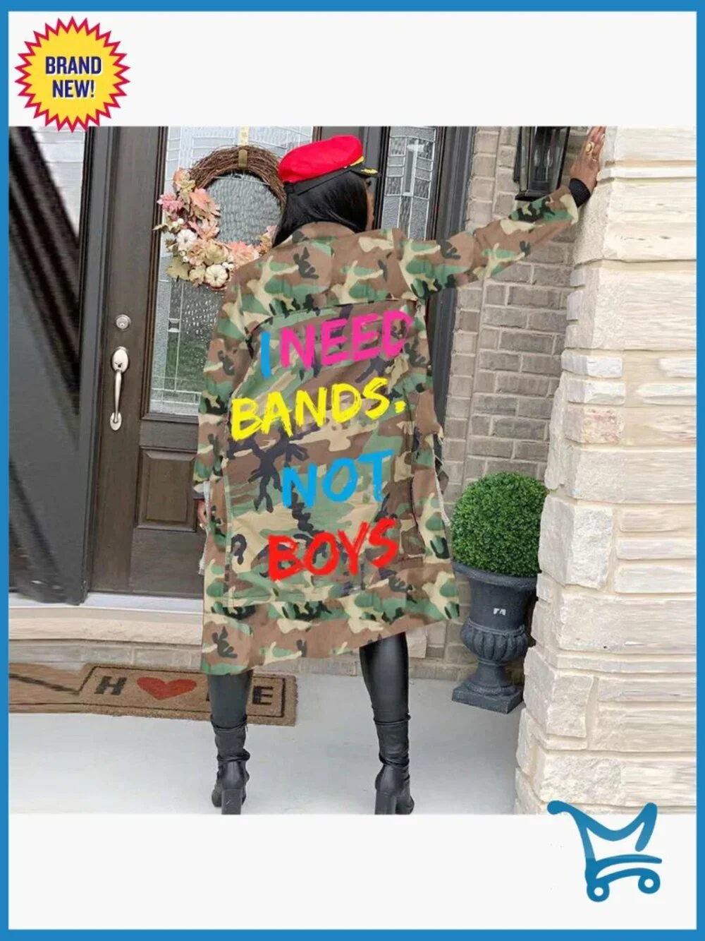 Camouflage Military Trench Coat Plus Size Long Sleeve Open Front - Picture 7 of 7